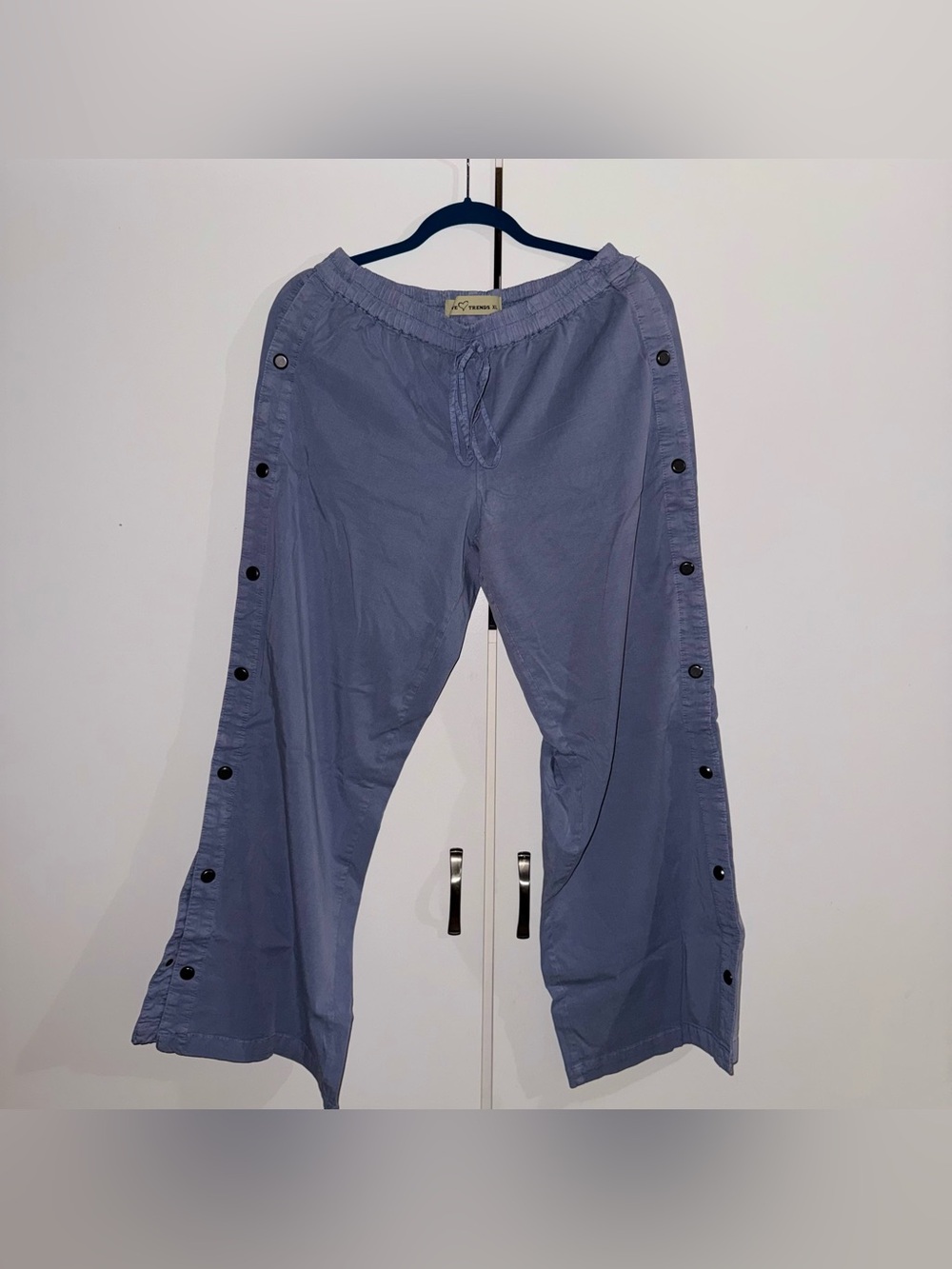 Love Trends XL Tencel Blue Gray Wide Leg Button Side Pants